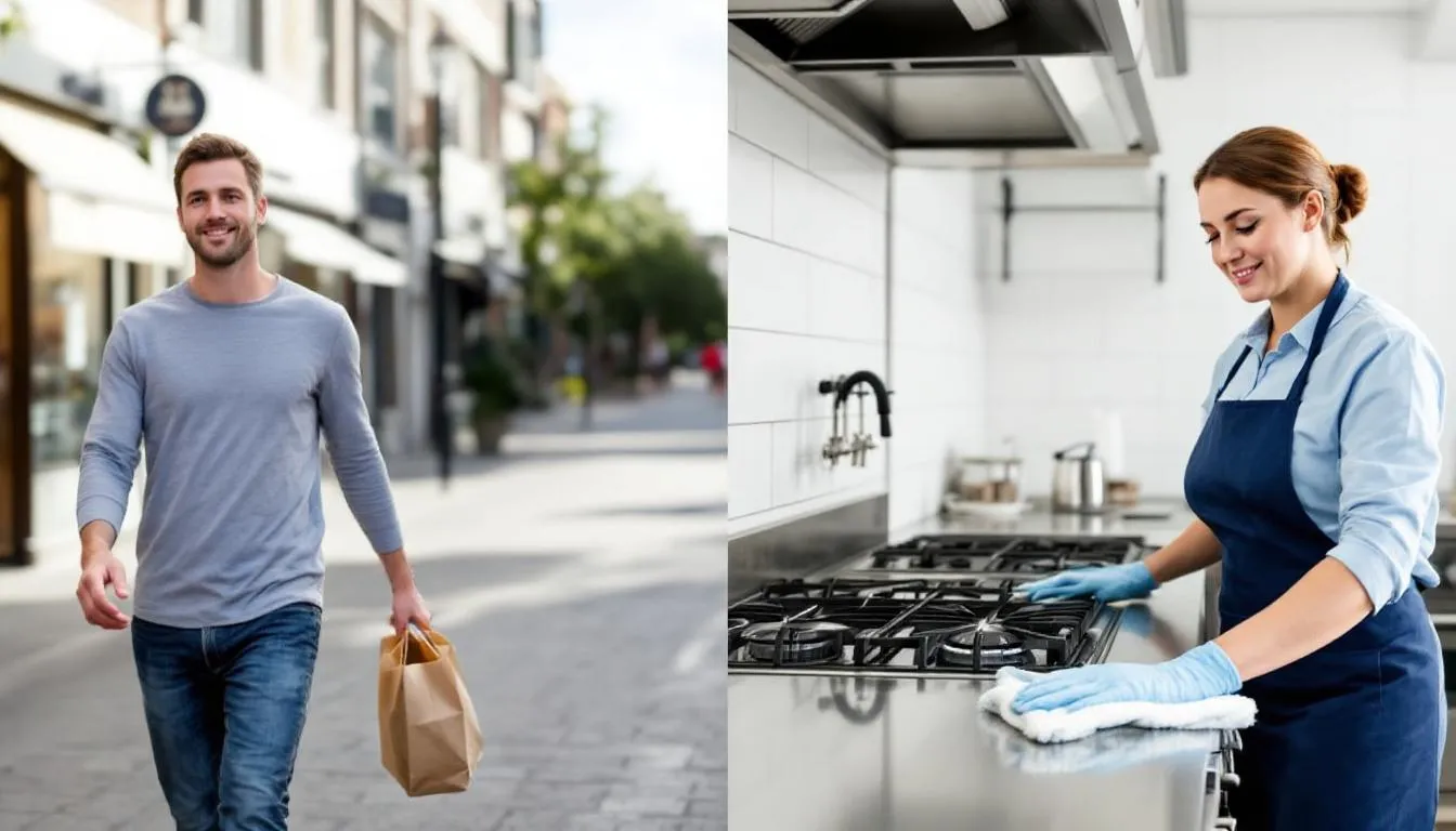 A person running errends while their house cleaning guru is cleaning their home