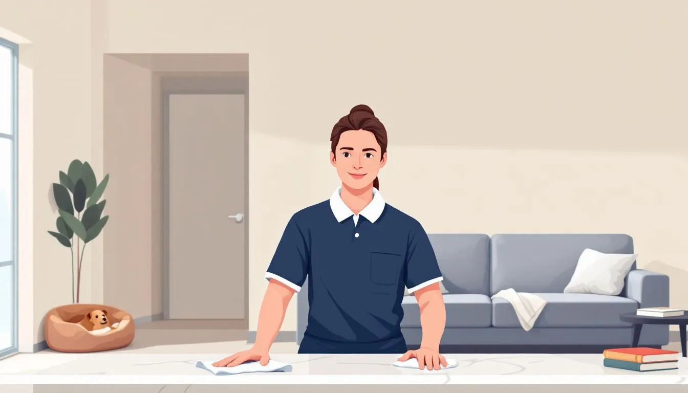 A professional cleaner deep cleaning a home, illustrating the concept of fortnightly cleaning
