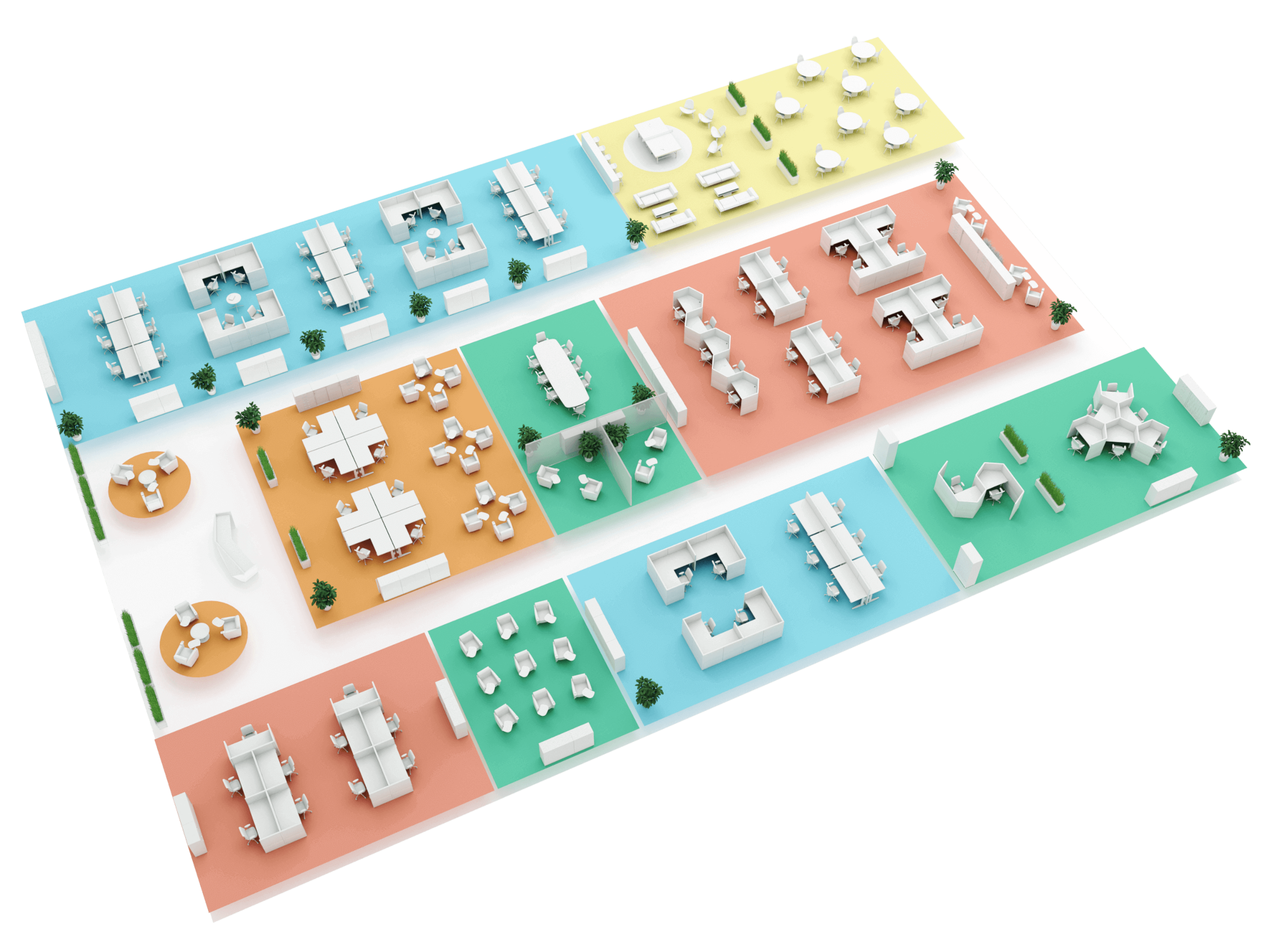 A workspace with designated zones for different tasks